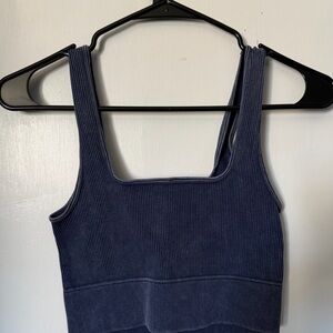 Zenana Outfitters Navy Ribbed Crop Top